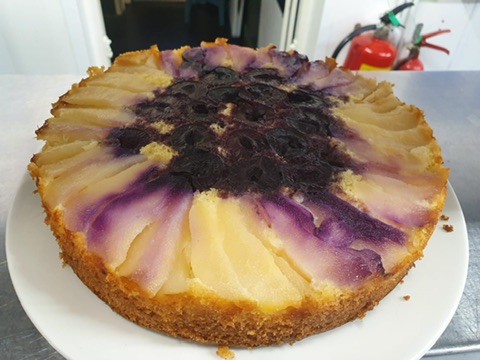 Pear and Blueberry Sponge